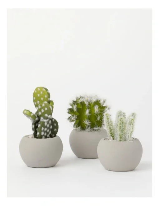 3 Pack Of Artificial Mini Succulent Plants In Concrete Pot 14cm In Multi -Home Décor Sales