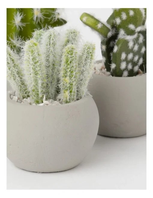 3 Pack Of Artificial Mini Succulent Plants In Concrete Pot 14cm In Multi -Home Décor Sales