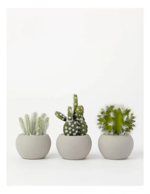 3 Pack Of Artificial Mini Succulent Plants In Concrete Pot 14cm In Multi -Home Décor Sales