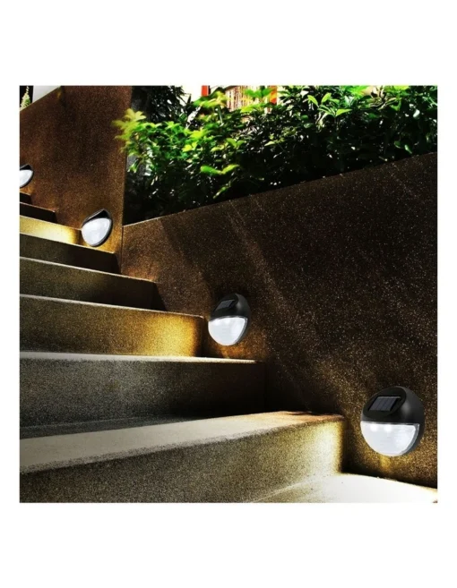 Utmark 8 Pack Round Solar LED Solar Fence Lights Black -Home Décor Sales