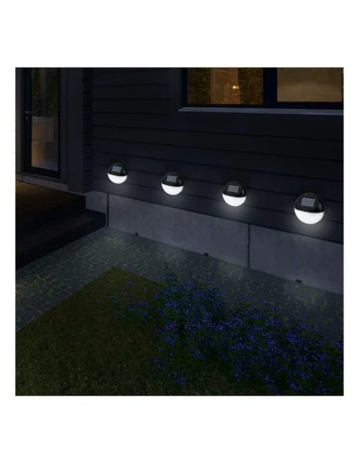 Utmark 8 Pack Round Solar LED Solar Fence Lights Black -Home Décor Sales