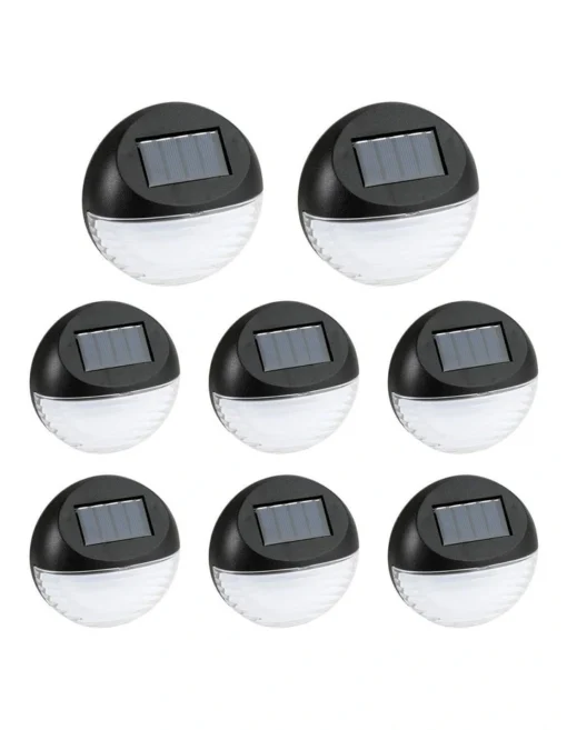 Utmark 8 Pack Round Solar LED Solar Fence Lights Black -Home Décor Sales