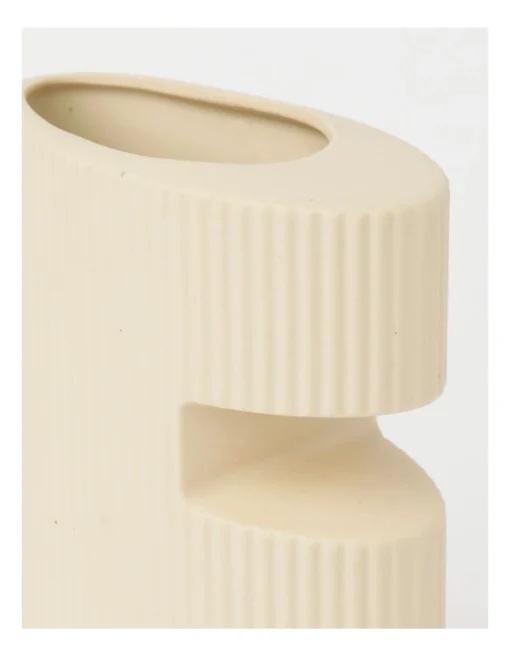 Letter E Ceramic Vase 10.3x5.5x15.2cm In Beige -Home Décor Sales