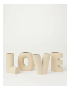 Letter E Ceramic Vase 10.3x5.5x15.2cm In Beige -Home Décor Sales 897112180 4 720x928