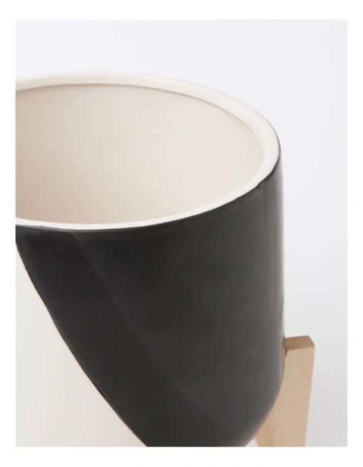 Halden Ceramic Planter With Bamboo Stand 25cm In Pink/Multi -Home Décor Sales