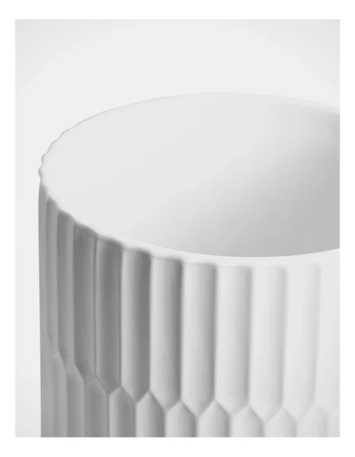 Akia Ribbed Ceramic Planter 20.5x20.5x19.5cm In White -Home Décor Sales