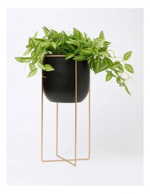 Arne Planter Stand Large 39.5x19.2x19.2cm In Gold/Black -Home Décor Sales