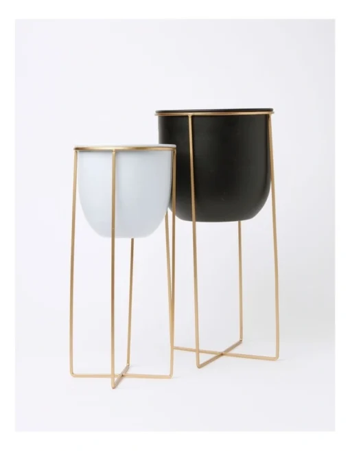 Arne Planter Stand Large 39.5x19.2x19.2cm In Gold/Black -Home Décor Sales