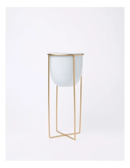 Arne Planter Stand Large 33x15x15cm In Gold/White -Home Décor Sales