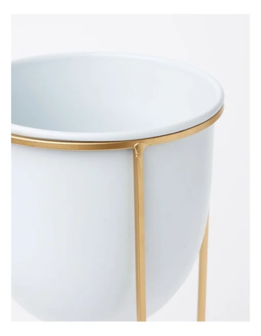 Arne Planter Stand Large 33x15x15cm In Gold/White -Home Décor Sales