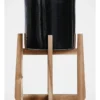 Ceramic Planter Pot On Wooden Stand 50x34x34cm In Black -Home Décor Sales 898193260 1 2 720x928