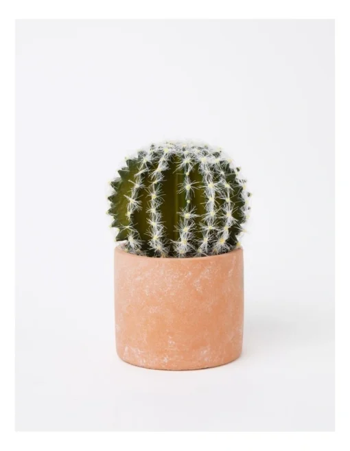 Artificial Cactus In Cement Pot 17.5x12x12cm In Green/Terracotta -Home Décor Sales