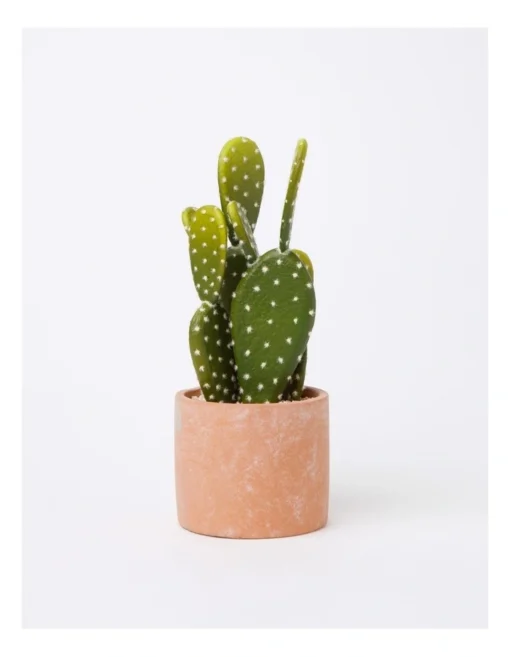 Artificial Cactus In Cement Pot 26x12x12cm In Green/Terracotta -Home Décor Sales
