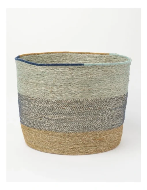 Summer Seagrass Storage Basket Small 36x36x28cm In Natural/Blue -Home Décor Sales