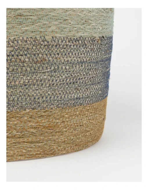 Summer Seagrass Storage Basket Small 36x36x28cm In Natural/Blue -Home Décor Sales