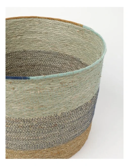 Summer Seagrass Storage Basket Small 36x36x28cm In Natural/Blue -Home Décor Sales