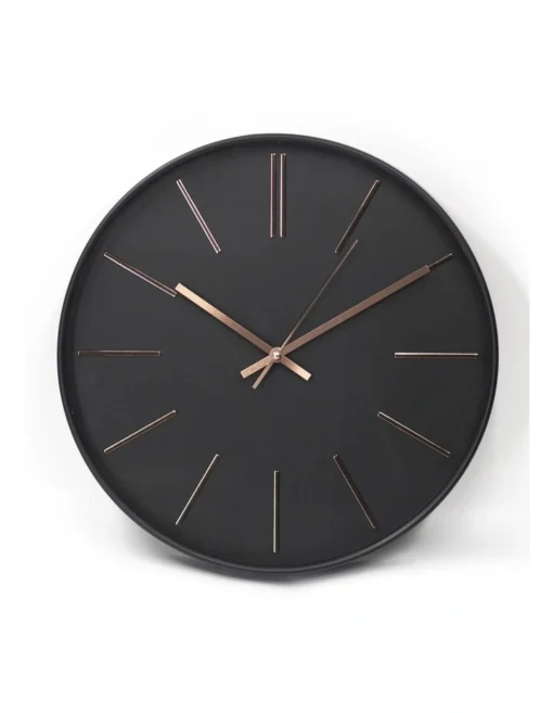 Clara 40cm Silent Wall Clock Black/Rose Gold -Home Décor Sales