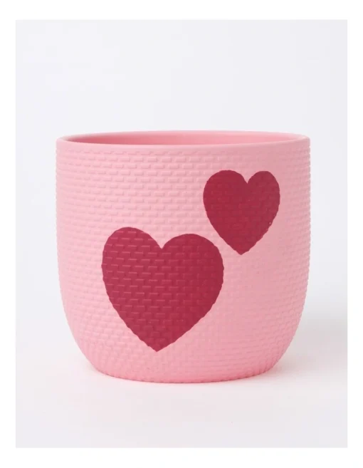 Rubberised Planter Heart Pot 15.5X18cm In Pink -Home Décor Sales
