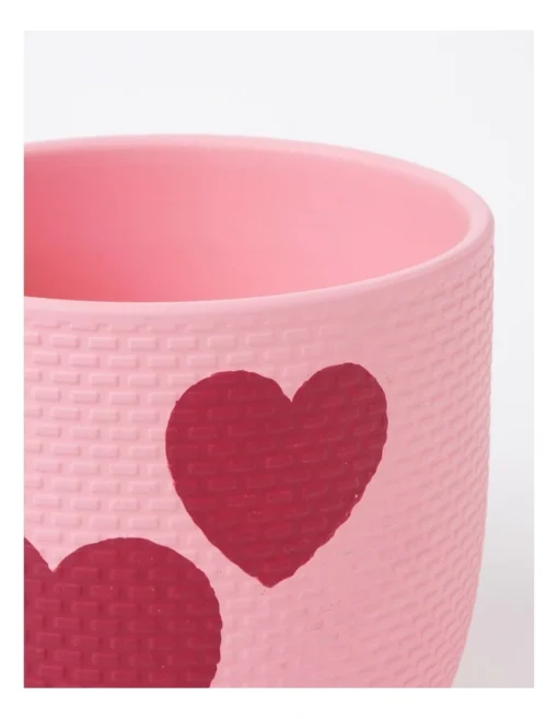 Rubberised Planter Heart Pot 15.5X18cm In Pink -Home Décor Sales