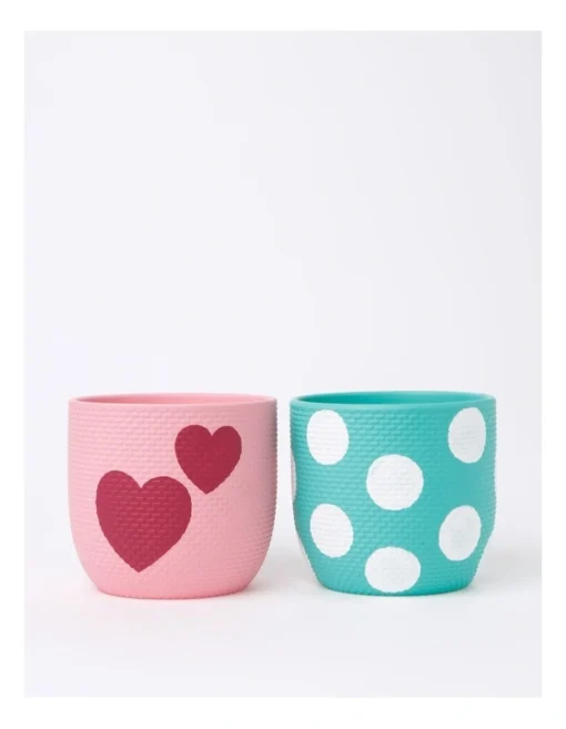 Rubberised Planter Heart Pot 15.5X18cm In Pink -Home Décor Sales