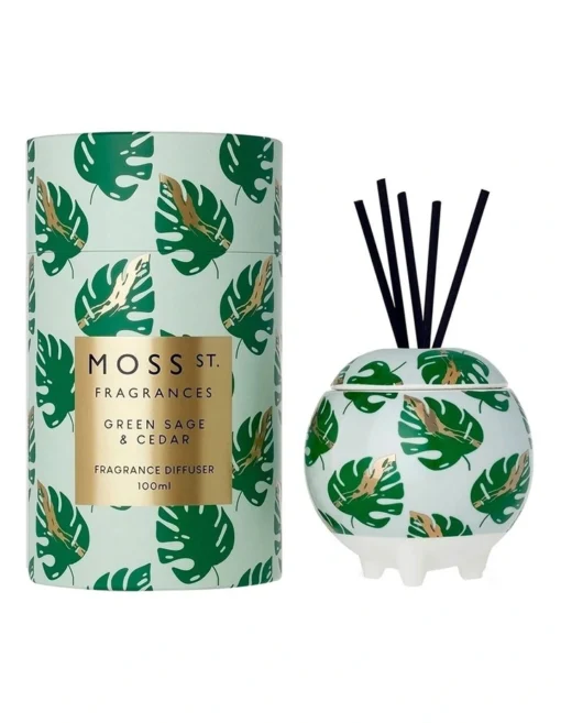 Green Sage & Cedar Mini Ceramic Fragrance Diffuser 100ml -Home Décor Sales