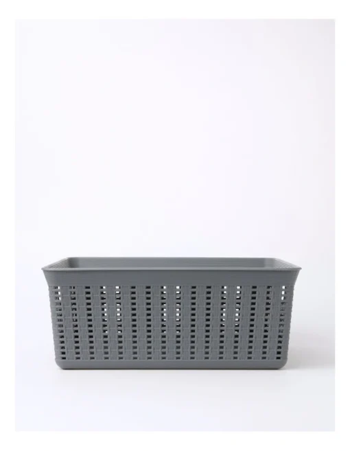 Rattan Look Large Basket 41x37x16cm In Grey -Home Décor Sales