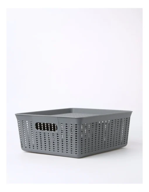 Rattan Look Large Basket 41x37x16cm In Grey -Home Décor Sales
