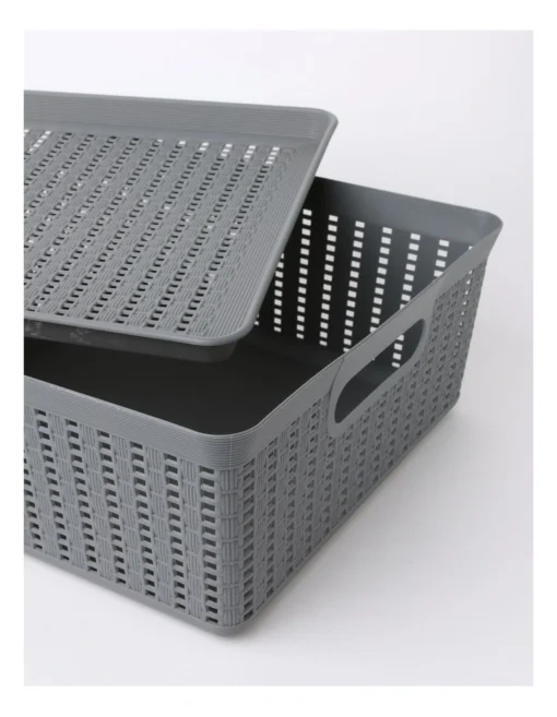 Rattan Look Large Basket 41x37x16cm In Grey -Home Décor Sales
