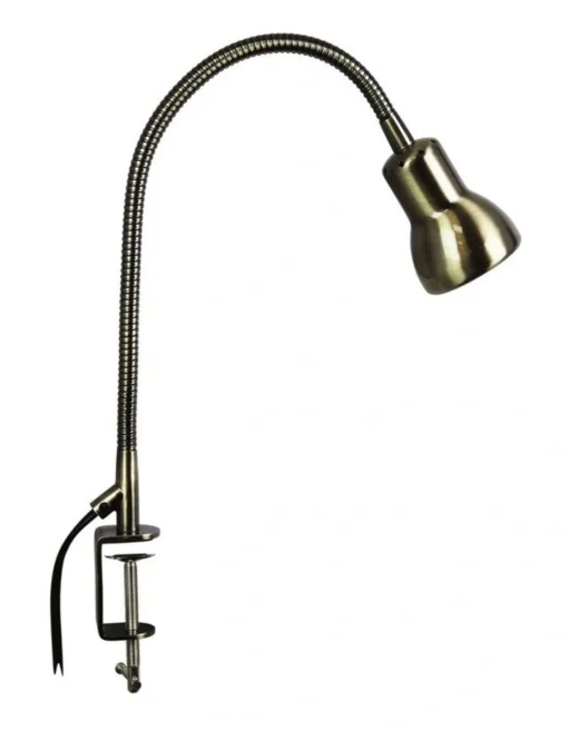 Scope Adjustable Goose-Neck Clamp Table Lamp Antique Brass -Home Décor Sales