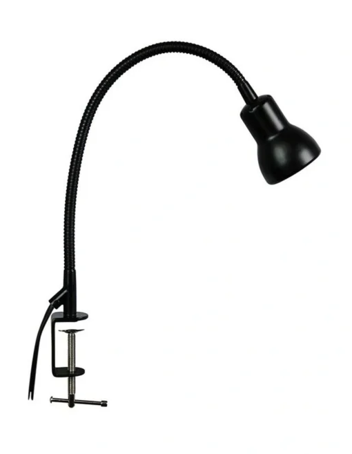 Scope Adjustable Goose-Neck Clamp Table Lamp Satin Black -Home Décor Sales