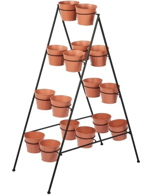 Herb 16-Pot Indoor Metal Plant Stand Rack Black -Home Décor Sales