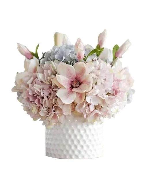 Artificial Pink Hydrangea Magnolia Floral Arrangement -Home Décor Sales