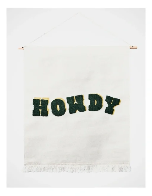 Ranch Howdy Wall Hanging 50x60cm In White/Black -Home Décor Sales