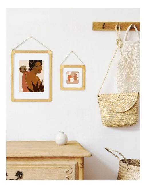 Hanging Wood Photo Frame 6x6 Matted To 4x4 In Natural -Home Décor Sales