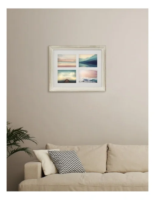Wood Photo Frame 18x14 Matted To 4x5x7 In White Wash -Home Décor Sales