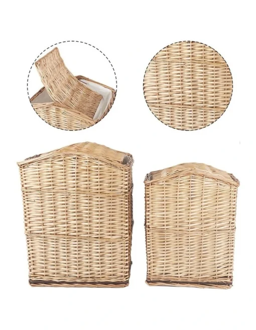 2 Piece Wicker Storage Baskets With Lid Set In Brown -Home Décor Sales