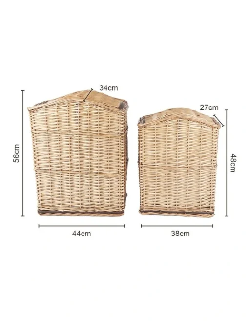 2 Piece Wicker Storage Baskets With Lid Set In Brown -Home Décor Sales