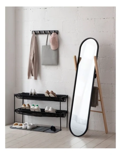 Umbra Hub Floor Mirror In Black/Natural -Home Décor Sales