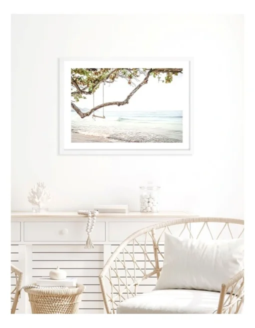Profile Beach Swing Dreams Art Print A2 White Frame Australian Made -Home Décor Sales