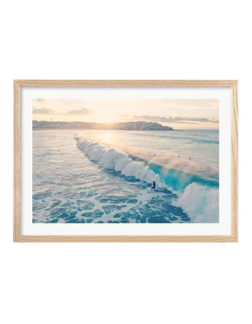 Profile Bondi Surf Break Art Print A2 Australian Made In Natural Frame -Home Décor Sales