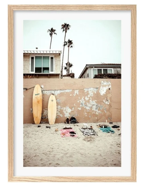 Profile Surfboard Wall Art Print A2 In Natural Frame Australian Made -Home Décor Sales