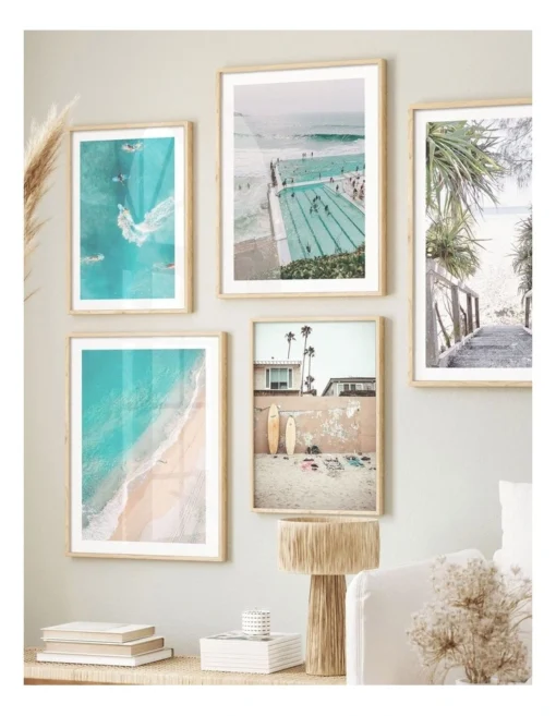 Profile Surfboard Wall Art Print A2 In Natural Frame Australian Made -Home Décor Sales