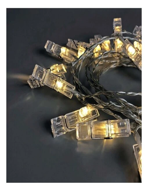 Dual Power 24 LED String Light With Clamps In White -Home Décor Sales