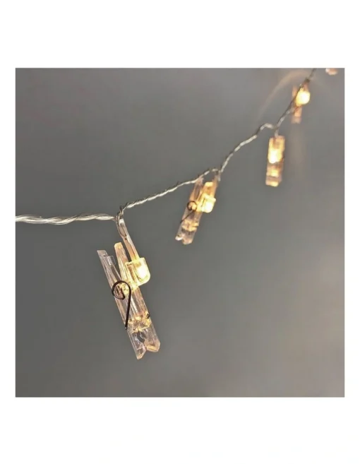 Dual Power 24 LED String Light With Clamps In White -Home Décor Sales