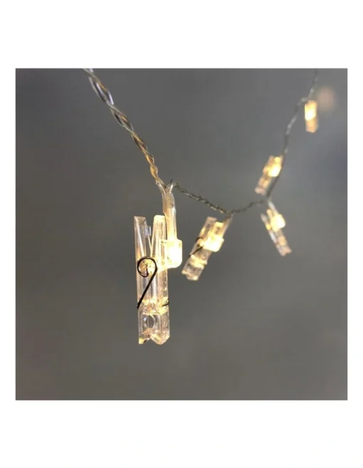 Dual Power 24 LED String Light With Clamps In White -Home Décor Sales