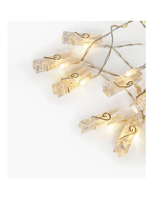 Dual Power 24 LED String Light With Clamps In White -Home Décor Sales