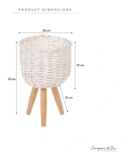 Small Natural Wicker Planter Pot With Stand In White -Home Décor Sales 954972550 3 720x928