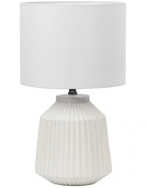 Pleat Modern Ceramic Table Lamp 57cm In White -Home Décor Sales