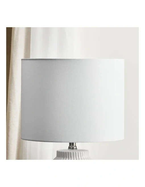 Pleat Modern Ceramic Table Lamp 57cm In White -Home Décor Sales