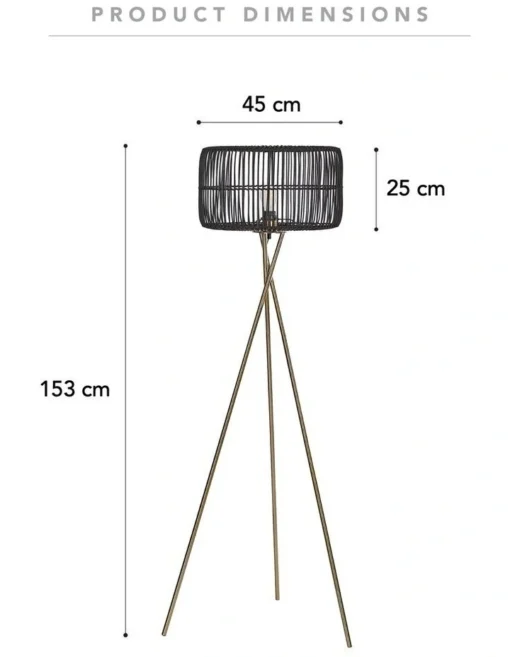 Martinique Floor Lamp 155cm In Black -Home Décor Sales